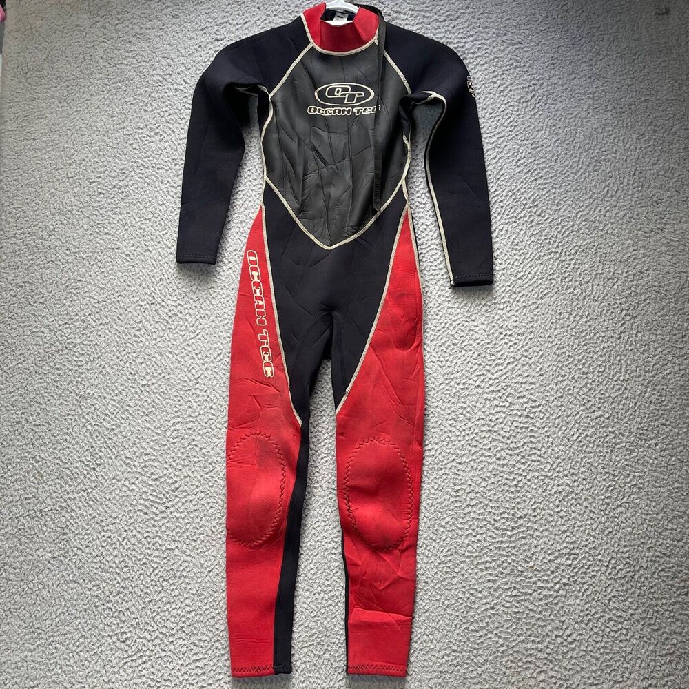 Youth Wetsuit Size 10 Black and Red Ocean Tec